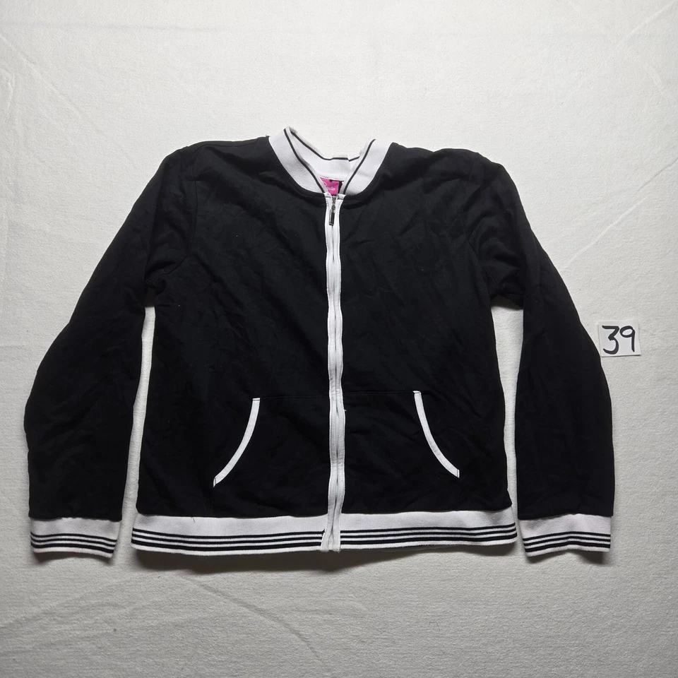 Jaqueta Cappagallo Preta Manga Longa Zíper Completo Suéter Adulto Feminino G Grande - Imagem 1 de 4