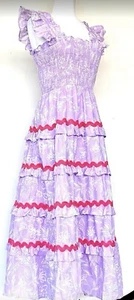 Vestido midi J Marie Vivian Ric Rac en capas talla S correa aleteada nuevo con etiquetas venta al por menor $242 - Imagen 1 de 7