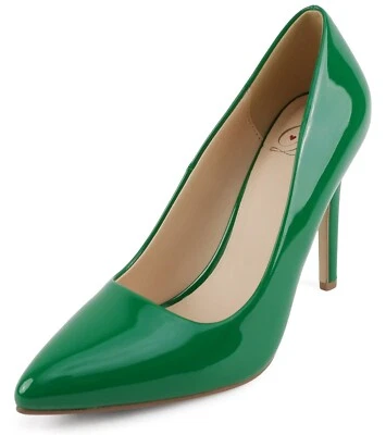 Zapatos de salón clásicos de tacón alto Delicious para mujer punta puntiaguda ESQUEMA charol verde Foto 1 de 4