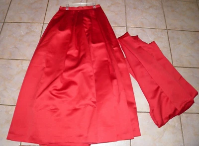 Neiman Marcus Oleg Cassini Negro Corbata Rojo Satinado Forrado Falda y Envolvente Talla 8 Usado en Excelente Condición Foto 1 de 4