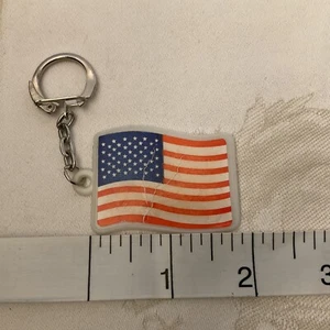 Vintage American Flag Stars and Stripes KeyChain Key fob 1980’s  plastic LNC - Picture 1 of 3