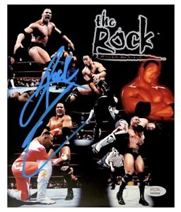 WWE THE ROCK HAND SIGNED AUTOGRAPHED 8X10 WRESTLING PHOTO WITH PROOF PSA COA 11