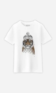 T-Shirt Children short Sleeves White Color, Siberian Tiger - Picture 1 of 3