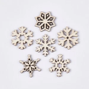 12 Wooden Christmas Snowflake Embellishments Christmas Cards A10-1 Aussie Seller - Picture 1 of 5