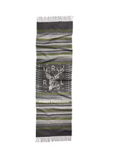 Ralph Lauren RRL Grey Green Lambswool Cashmere Jacquard Logo Scarf 68" x 20" New