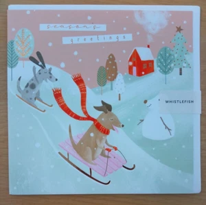 Whistlefish Sledging Dogs Season's Greetings Happy Christmas Card Cornwall T008 - Picture 1 of 1