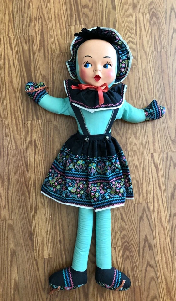 Boneca Dance with Me antiga dos anos 1940 - 50 plástico celulóide MASK FACE 34" de altura - Imagem 1 de 4