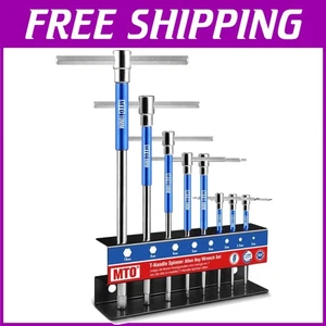 Heavy-Duty Metric T-Handle Hex Key Set with Three-Way Handle & Organized Rack - Picture 1 of 9