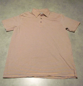 Fish Hippie shirt Mens Small Striped Pocket Polo Peach blue Cotton Stretch - Picture 1 of 5