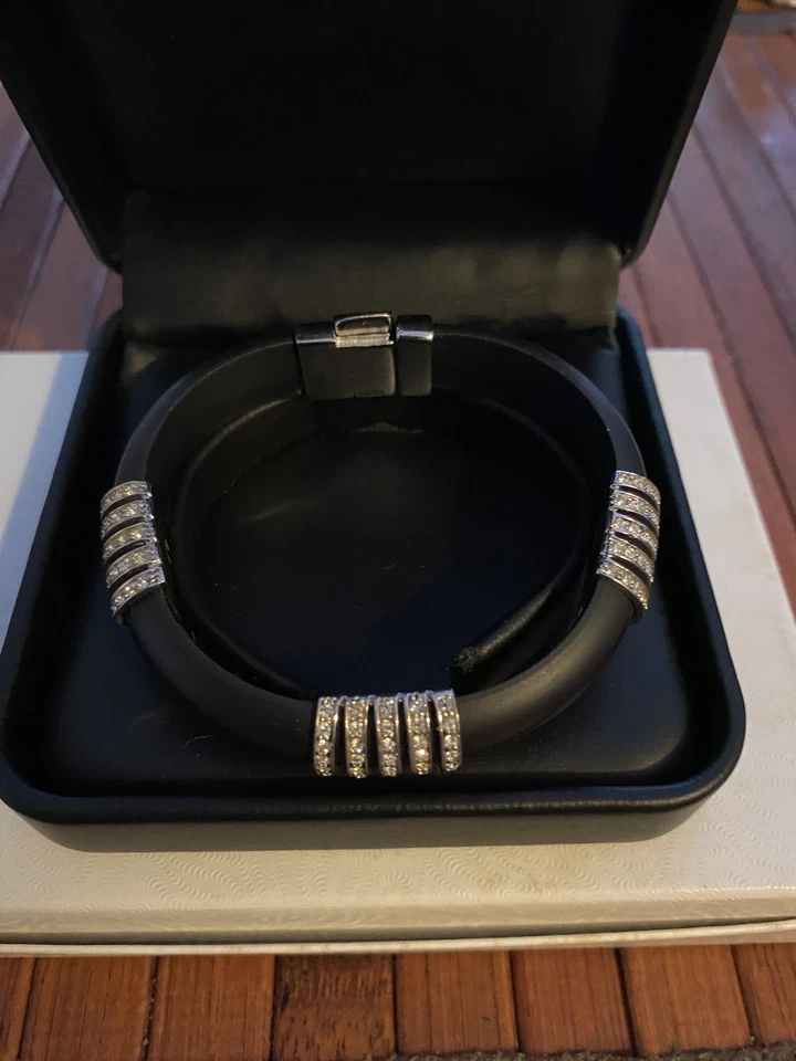 "Pulsera Judith Jack 6-6 1/2"" tamaño muñeca nuevo/OldStock S/S goma chapada en rodio" Foto 1 de 4