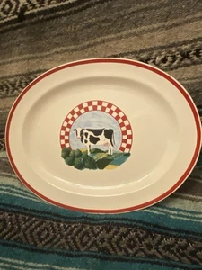 FANNIE FARM KUH SERVIERPLATTE IN BOX - Jahrhundert, Steinzeug, oval 18”x14”  - Bild 1 von 4