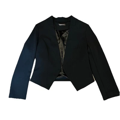 Allegra K Women's Black Collarless Open Front Blazer Jacket Small - Image 1 of 4