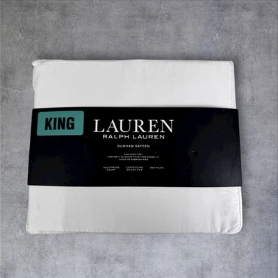 Juego de sábanas Ralph Lauren LRL 100 % algodón King Dunham satén clásico blanco 300 TC Foto 1 de 4