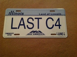 Corvette Last C4 1996 réplica placa conmemorativa de Illinois - Imagen 1 de 2