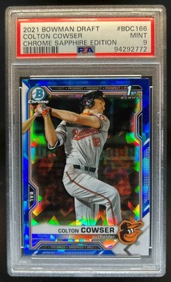 2021 Bowman Draft Sapphire Colton Cowser Chrome 1st Prospect #BDC-166 PSA 9 - Image 1 of 2