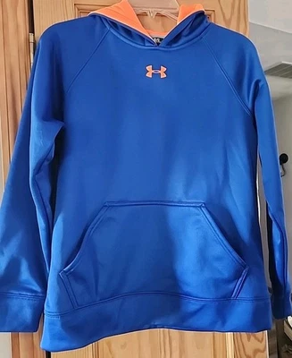 Under Armour Storm Sudadera con Capucha Azul Juvenil Grande, Mangas Golpes e Interior Capucha Naranja Foto 1 de 4