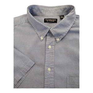 Roundtree And Yorke Short Sleeve Shirt Seersucker Mens 3XLT Blue White Check - Picture 1 of 4