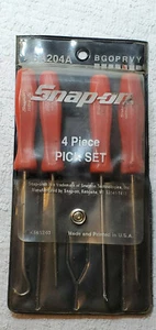 RARE VINTAGE SNAP ON ASA204A RED HANDLED 4PC MINIATURE PICK SET - Picture 1 of 9