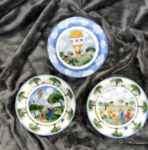 Set/3 Vintage Nikko Remember When Salad Plates 1999 Deb Mores Whimsical - Picture 1 of 2
