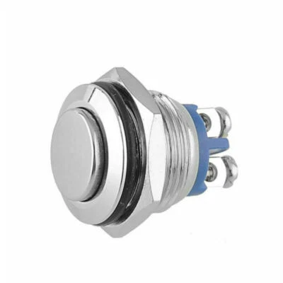 12V Momentary Stainless Steel Switch Push Button Silver 16mm IP67 Waterproof AP - Image 1 of 4