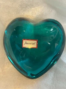 Baccarat Crystal interior ornament heart Paperweights blue green - Picture 1 of 4