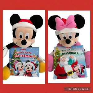 Peluche natalizio Topolino e Minnie con libri Disney lotto di 2 NUOVI - Foto 1 di 10