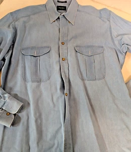 MacCluer Herren Ranger Indigo Blau Twill L/S Safari Hemd Gr. L Taschen Baumwolle - Bild 1 von 10