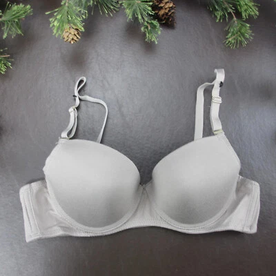 Sutiã Anne Klein Tamanho 34B Cinza Acolchoado com Aro Fecho Ajustável nas Costas Novo - Imagem 1 de 4