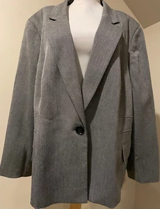 KASPER Womens Black & White Career Blazer Jacket Shirt - Sz 24W - Picture 1 of 6
