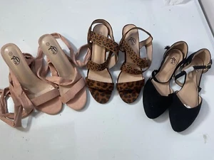 NEW 3 pair Women’s Size 10 TRARY leopard Sandals flats ankle strap HEELS - Picture 1 of 11