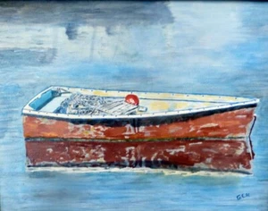 Original Gemälde direkt vom Künstler Rockport Schlauchboot - Öl auf Leinwand 11 x 14" - Bild 1 von 1
