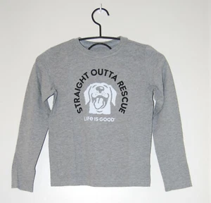 NWT Life Is Good Boys Heather Gray Crewneck Rescue Dog LS Crusher T-Shirt S 5-6 - Picture 1 of 8