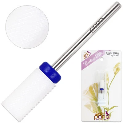 BEAUTICOM Professional High Quality Ceramic White Large Barrel Bit Nail Drill Medium Grit