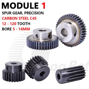 Spur Gear C45 Steel Mod 1 with Hub 12-120 Tooth Motor Pinion Hardened Precision - Picture 1 of 51