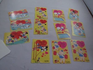 12 Vintage Mickey Mouse Disney Valentine's Day Cards Minnie Donald Porky - Picture 1 of 15
