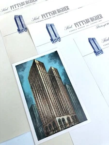 Vintage PITTSBURGH Pennsylvania PITTSBURGHER HOTEL Art Deco PA POSTCARD + PAPER - Picture 1 of 5