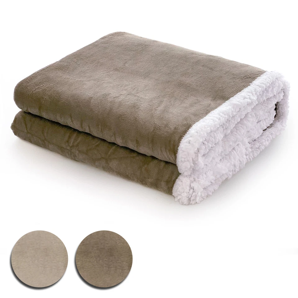 Coperta Plaid Invernale di Pile Coral Sherpa morbida matrimoniale 220x190 cm - Image 1 of 1