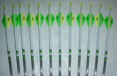 12 Gold Tip XT Hunter 400 Carbon Arrows Custom White Dip Crest/Blazer Vanes - Image 1 of 3