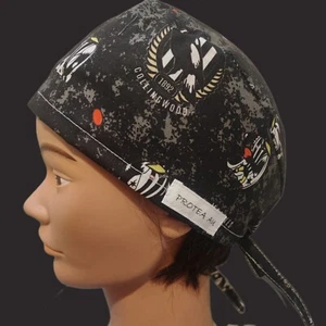 Pies Football Tie Back Scrub Hat, Doctors, Nurses Scrub Cap, Cotton Made Aust - Picture 1 of 11