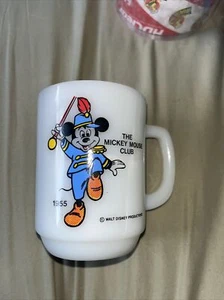 Vintage Il MICKEY MOUSE CLUB Tazza/Coppa Ancoraggio Hocking Pepsi 1955 Vetro Latte - Foto 1 di 7