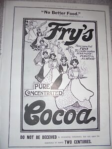 Fry's Cocoa No Better Food servant maids art advert 1901 ref ax
