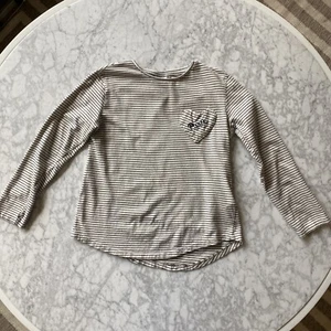ZARA KIDS Paris top t shirt long sleeve heart pocket 9 134 black white - Picture 1 of 7