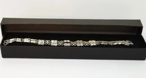 Bracelets 2 Gold tone and Silver Tone Links with Clear Rhinestones with Box - Picture 1 of 12