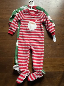 Pigiama Carters Neonato Ragazzi 2PZ Coperta Natalizia Set Pigiama a Righe Babbo Natale 2T - Foto 1 di 4