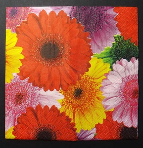 4 lose Servietten  Napkins Blumen Gerbera (1092) Serviettentechnik - Picture 1 of 3