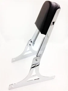 Chrome Backrest Sissy Bar With Leather Pad For Harley Softail Flstc Flstf Flstn - Picture 1 of 4