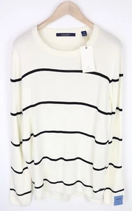SCOTCH & SODA Ams Couture Men Sweatshirt L Off-White Stripe Long Sleeve Pullover - Picture 1 of 7