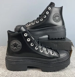 Zapatos Converse Chuck Taylor All Star para mujer 8 negros tacón plataforma cuero - Imagen 1 de 7