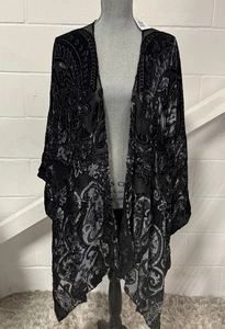 Torrid Kimono Black Sheer Embroidered Paisley Open Front Woman’s OS NEW NWT - Picture 1 of 10