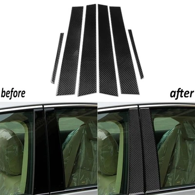 Cubierta de panel exterior de pilar B de fibra de carbono real 6 piezas para Lexus ES ES350 2006-12 Foto 1 de 4